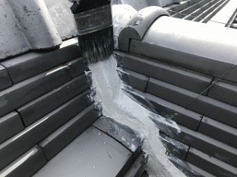 関節部漆喰塗り