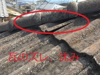 瓦のズレ、沈み