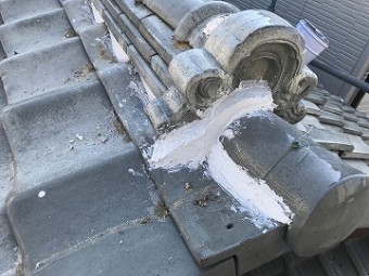 鬼周り漆喰施工