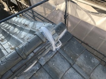 鬼周り漆喰施工
