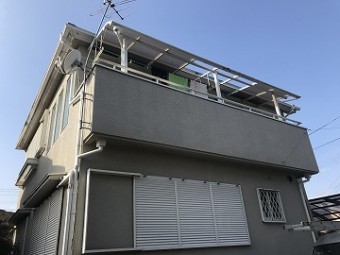 風災被害のテラス屋根