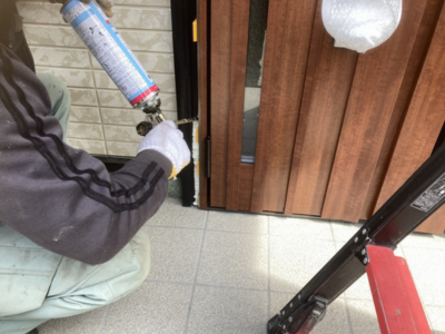 大和郡山市玄関ドアカバー工法防水処理