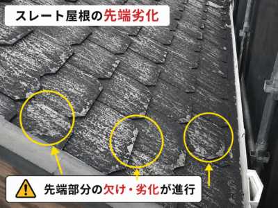 広陵町スレート屋根の欠け・劣化の状況