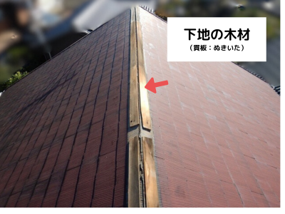 棟板金を固定する下地の貫板が傷んでいた