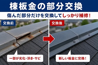 奈良市 棟板金の部分交換
