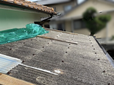 大和郡山市経年劣化で傷んだ木製テラス屋根