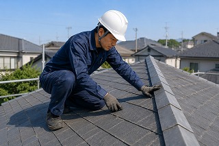 奈良市で屋根点検を行う屋根専門職人
