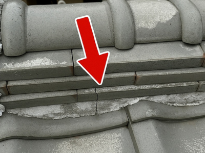 奈良市のし瓦の目地の割れ