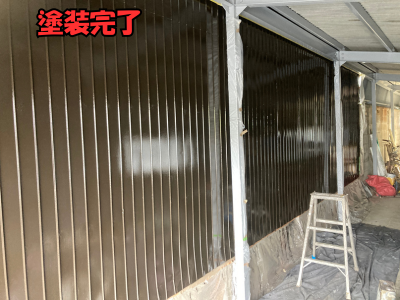 橿原市 トタン壁塗装工事 上塗り2回目完了