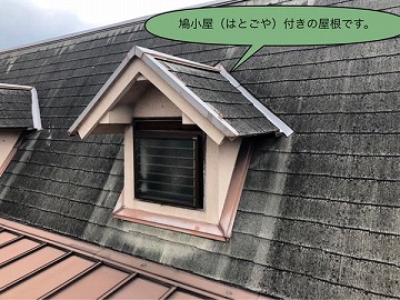 鳩小屋付きの屋根
