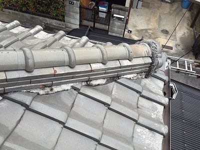 棟漆喰の剥がれ調査