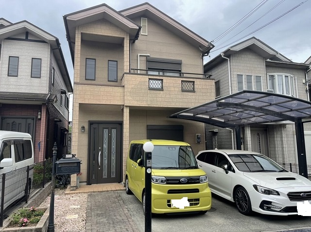 大和郡山市で外壁ヒビ割れスレート屋根がカビで劣化の現場調査