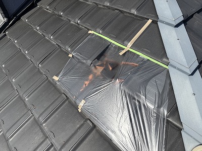 下屋の応急養生