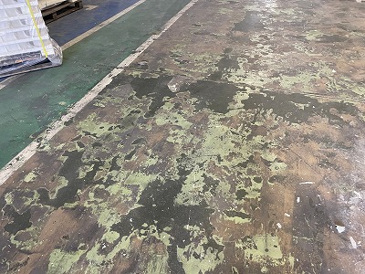 斑鳩町　工場の床がボコボコなので床の塗装工事をご依頼頂き下地処理が完了しました