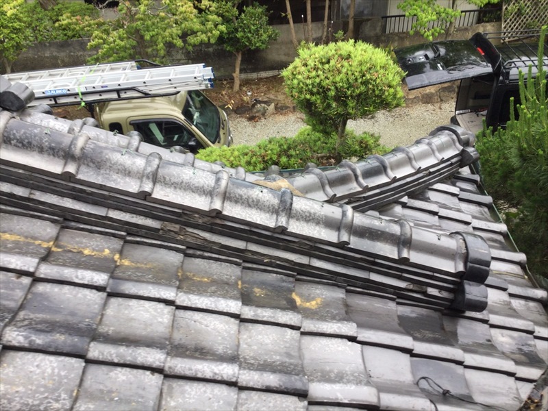 生駒市 棟の積替え 棟から雨漏りしている屋根の修繕工事