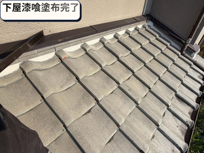 下屋漆喰工事完了