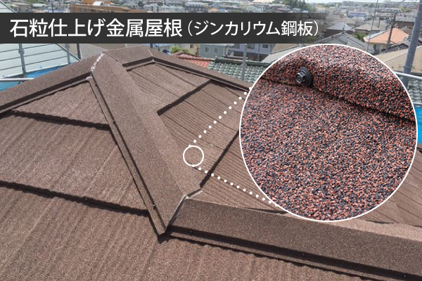 石粒仕上げ金属屋根(ジンカリウム鋼板)